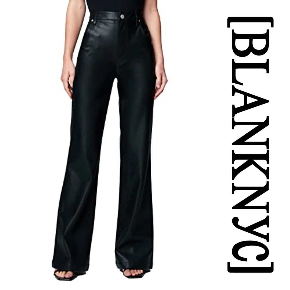 BLANK NYC- Faux Leather Franklin Rib Cage Straight in After Hours - Size 25 - Picture 3 of 6